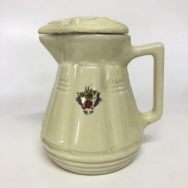 KETTLE, Ceramic Jug - 1930s 40s Pale Yellow